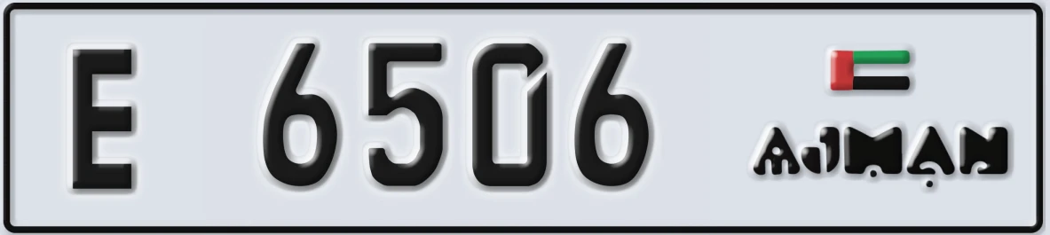 UAE License Plate Ajman E 6506