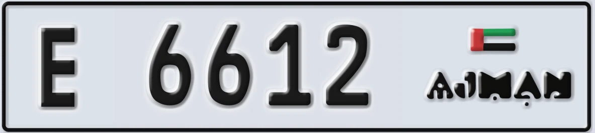 UAE License Plate Ajman E 6612