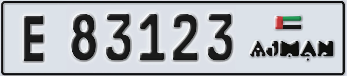 UAE License Plate Ajman E 83123