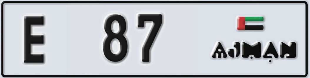 UAE License Plate Ajman E 87X