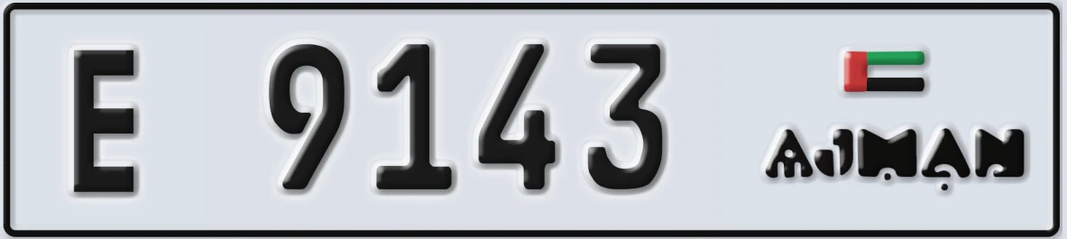 UAE License Plate Ajman E 9143