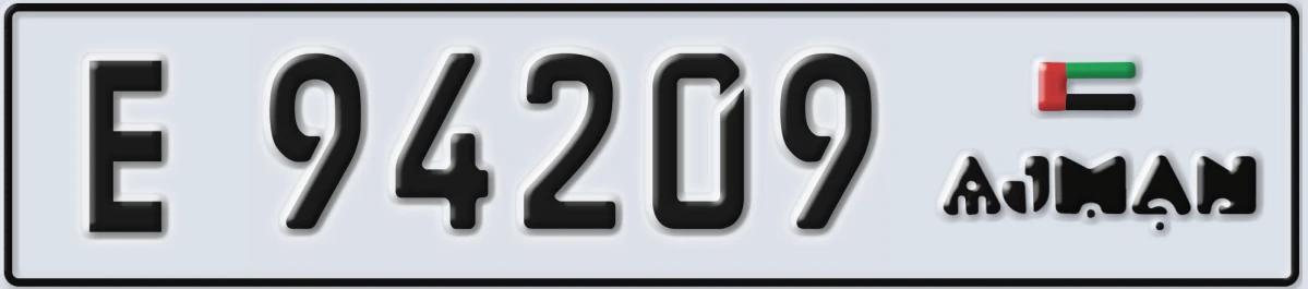 UAE License Plate Ajman E 94209