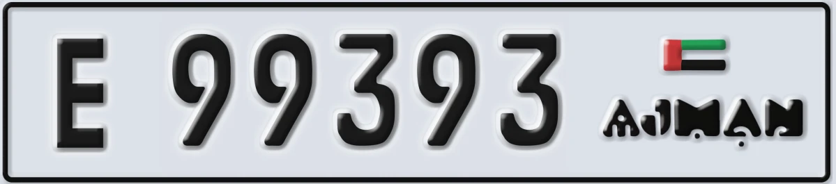 UAE License Plate Ajman E 99393