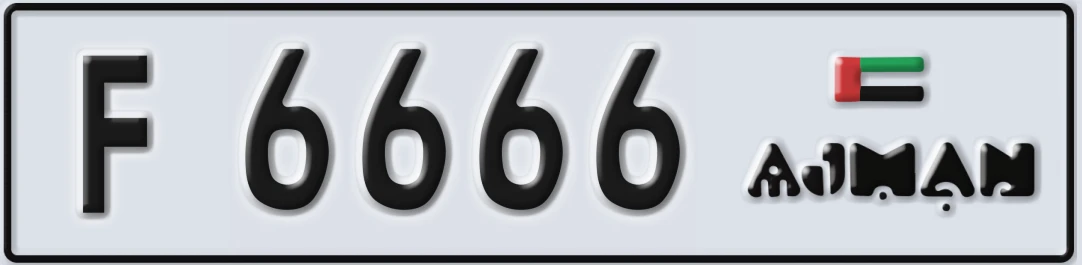 UAE License Plate Ajman F 66X66