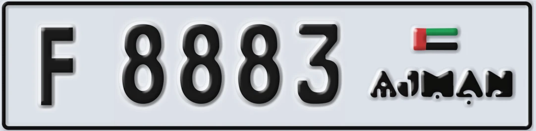 UAE License Plate Ajman F 888X3