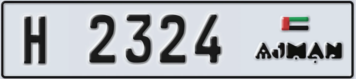 UAE License Plate Ajman H 2324