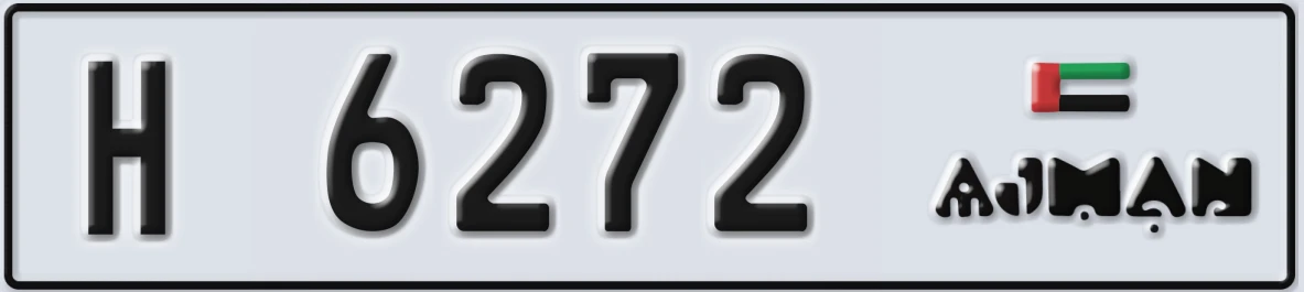 UAE License Plate Ajman H 6272