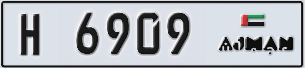 UAE License Plate Ajman H 6909