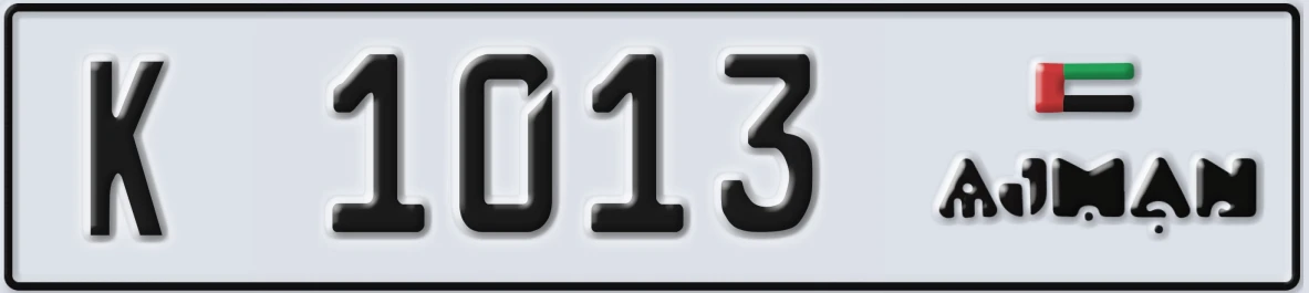 UAE License Plate Ajman K 1013