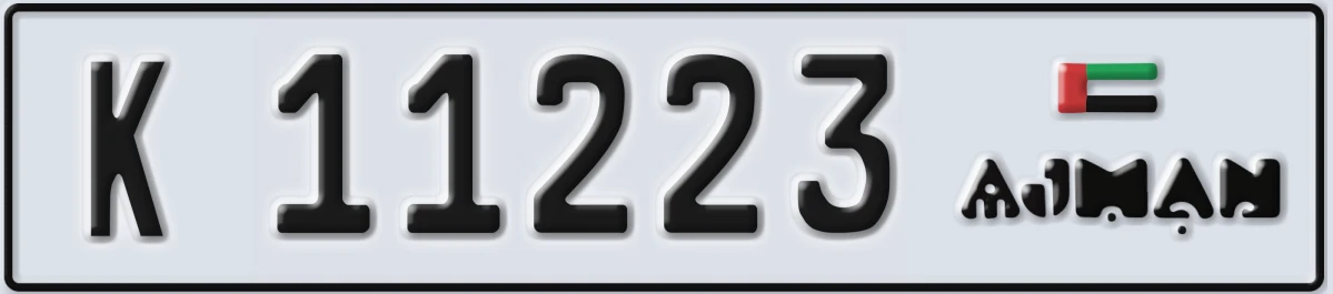 UAE License Plate Ajman K 11223