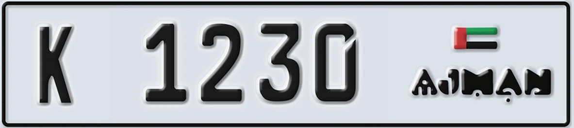 UAE License Plate Ajman K 1230