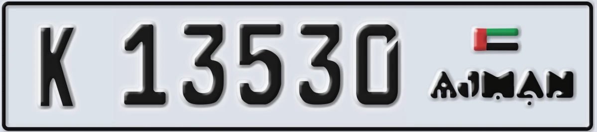 UAE License Plate Ajman K 13530