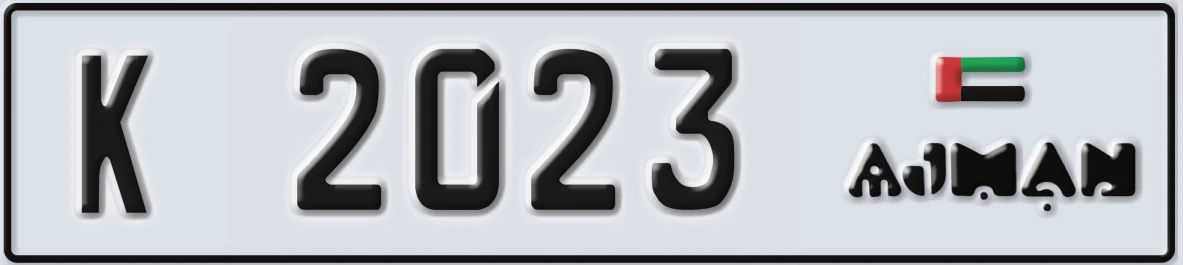 UAE License Plate Ajman K 2023