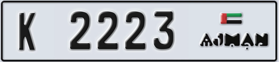 UAE License Plate Ajman K 2223