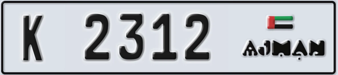 UAE License Plate Ajman K 2312