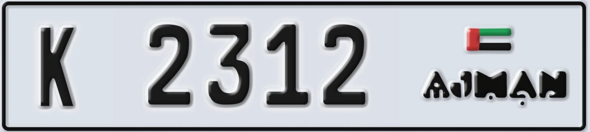 UAE License Plate Ajman K 2312