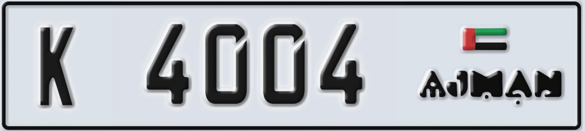 UAE License Plate Ajman K 4004