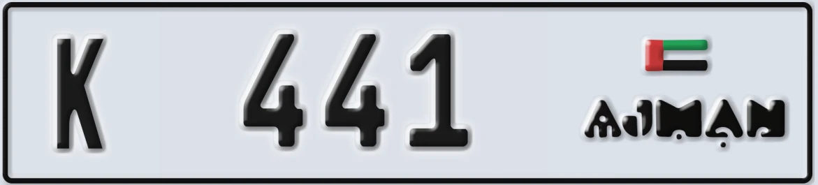 UAE License Plate Ajman K 441