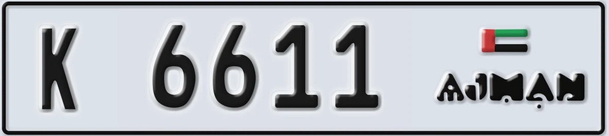 UAE License Plate Ajman K 6611