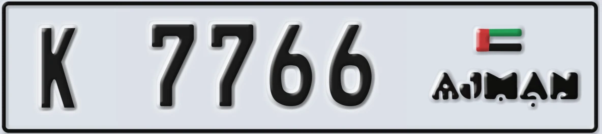 UAE License Plate Ajman K 7766