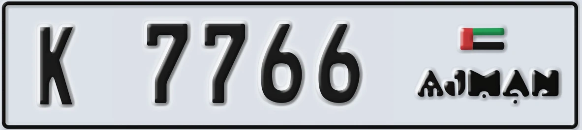 UAE License Plate Ajman K 7766
