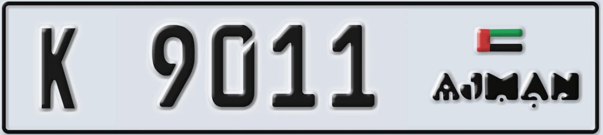 UAE License Plate Ajman K 9011