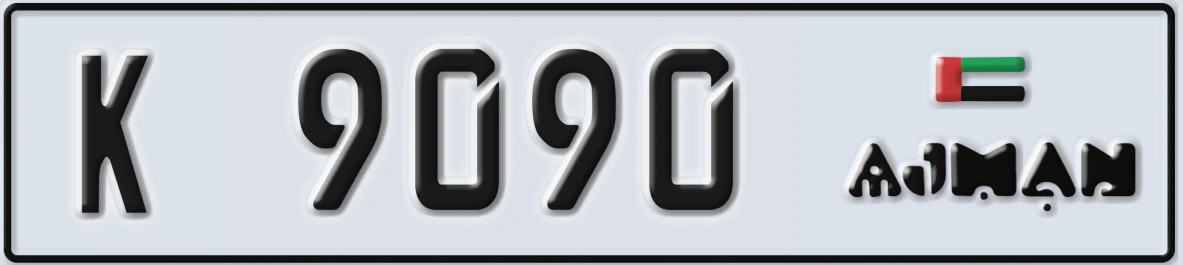 UAE License Plate Ajman K 9090