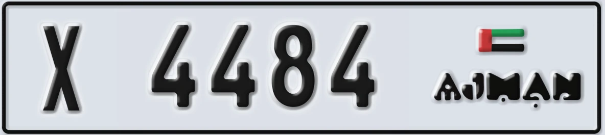 UAE License Plate Ajman X 4484