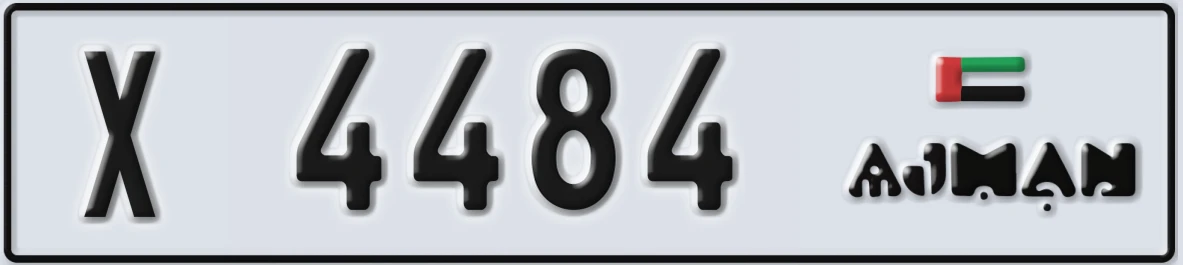 UAE License Plate Ajman X 4484
