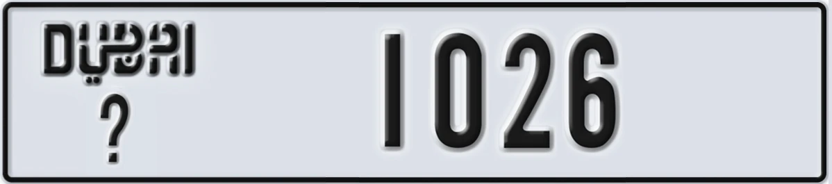 UAE License Plate Dubai X 1026