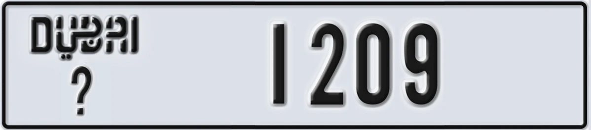 UAE License Plate Dubai X 1209