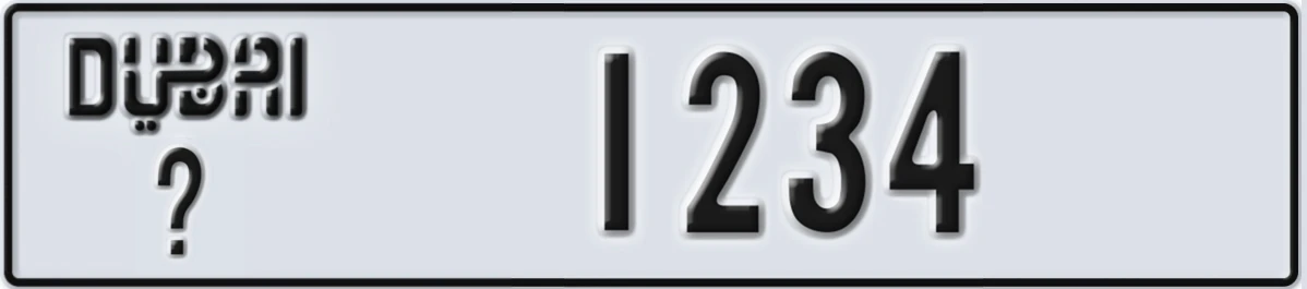 UAE License Plate Dubai @ 1234