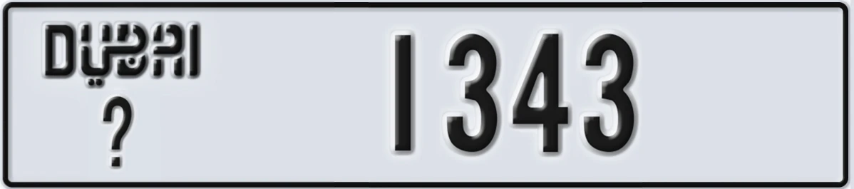 UAE License Plate Dubai @ 1343