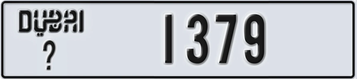 UAE License Plate Dubai X 1379