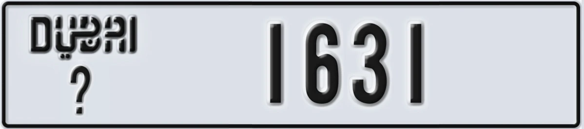 UAE License Plate Dubai X 1631