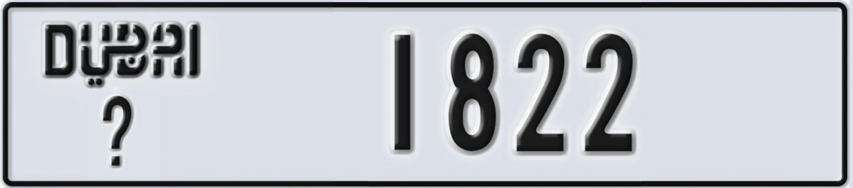 UAE License Plate Dubai @ 1822