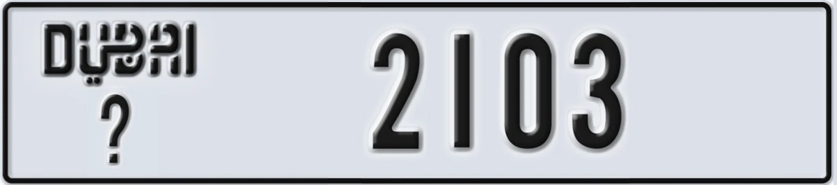 UAE License Plate Dubai @ 2103