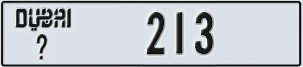 UAE License Plate Dubai @ 213