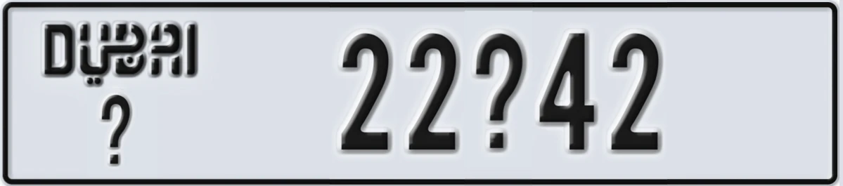 UAE License Plate Dubai X 22X42