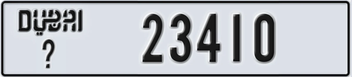 UAE License Plate Dubai X 23410