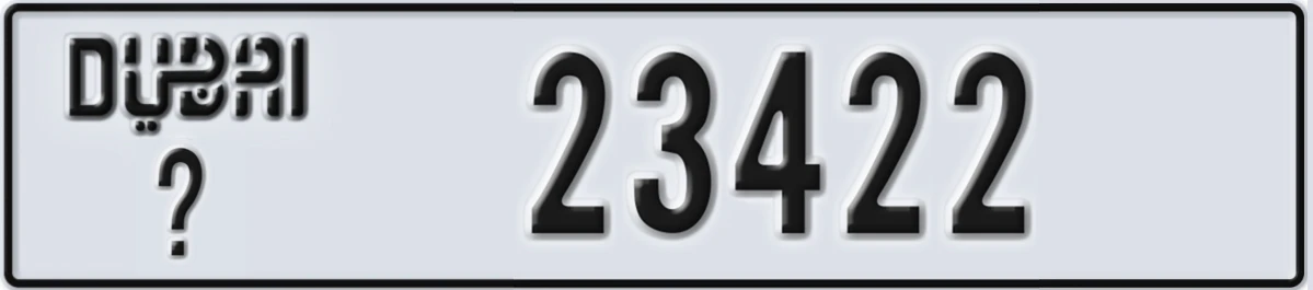 UAE License Plate Dubai X 23422