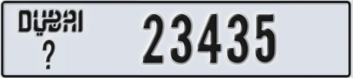 UAE License Plate Dubai X 23435