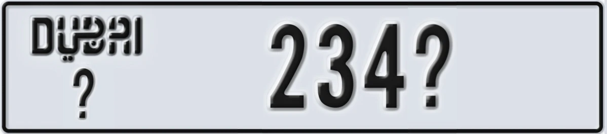 UAE License Plate Dubai X 234X