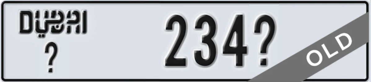 UAE License Plate Dubai X 234X