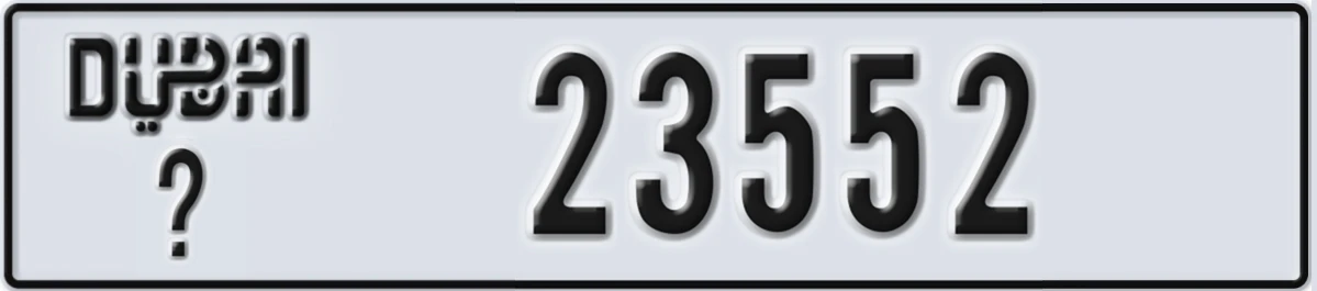 UAE License Plate Dubai X 23552