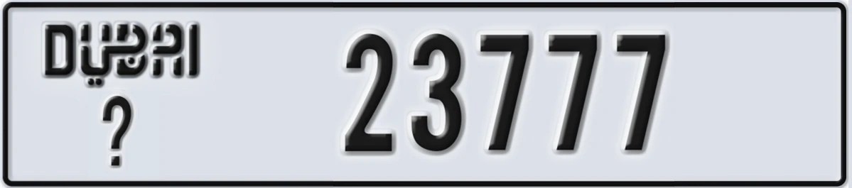 UAE License Plate Dubai X 23777