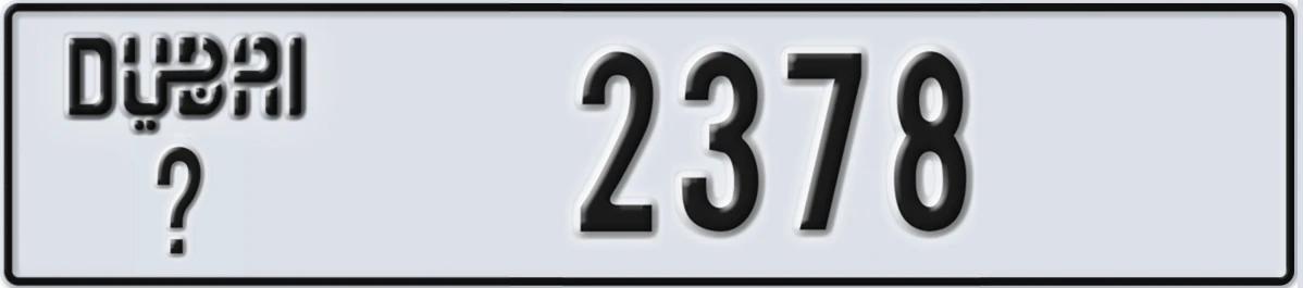 UAE License Plate Dubai @ 2378