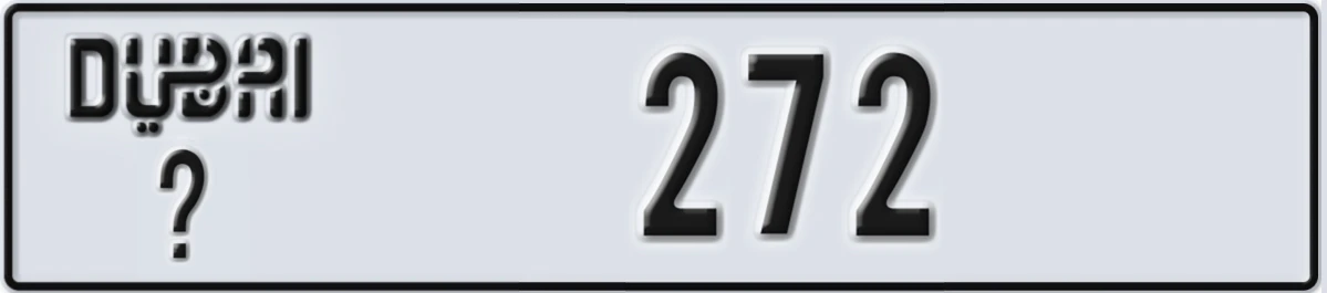 UAE License Plate Dubai X 272