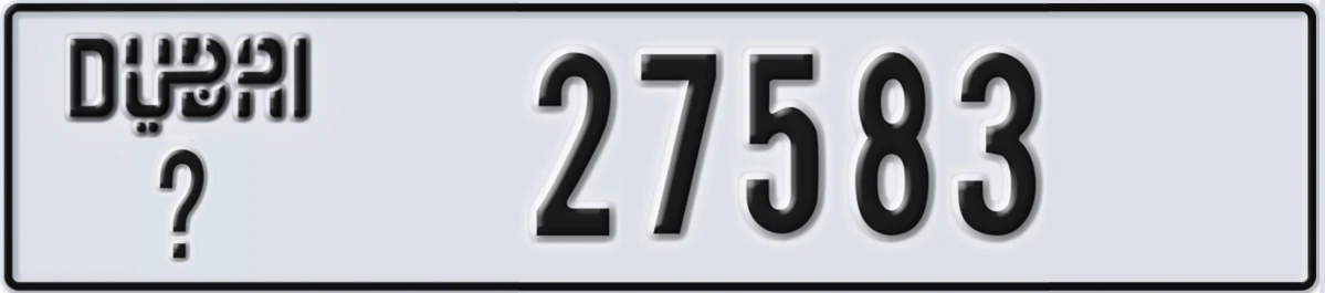 UAE License Plate Dubai X 27583