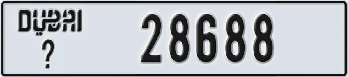 UAE License Plate Dubai X 28688